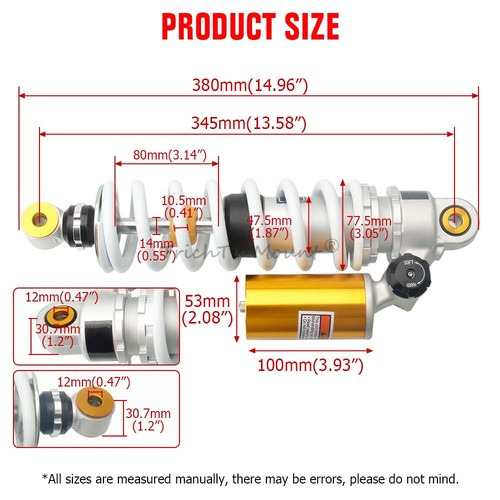 Motocycle Rear Shock Absorber For Yamaha Banshee 350 YFZ350 Spring White 1987-06 - Picture 2 of 19