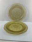 (3)VTG Yellow Depression Glass Plate 11" Patrician "Spoke" Pattern Federal Glass