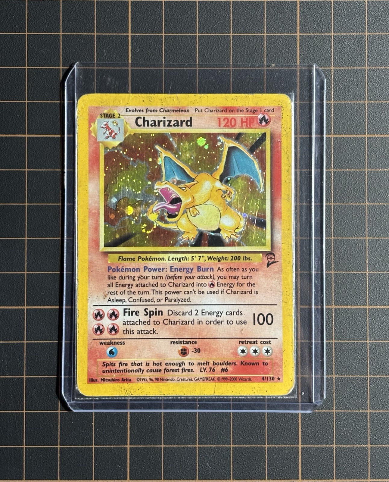 Charizard 4/130 - Base Set 2 Pokemon TCG Vintage WOTC Heavily Played