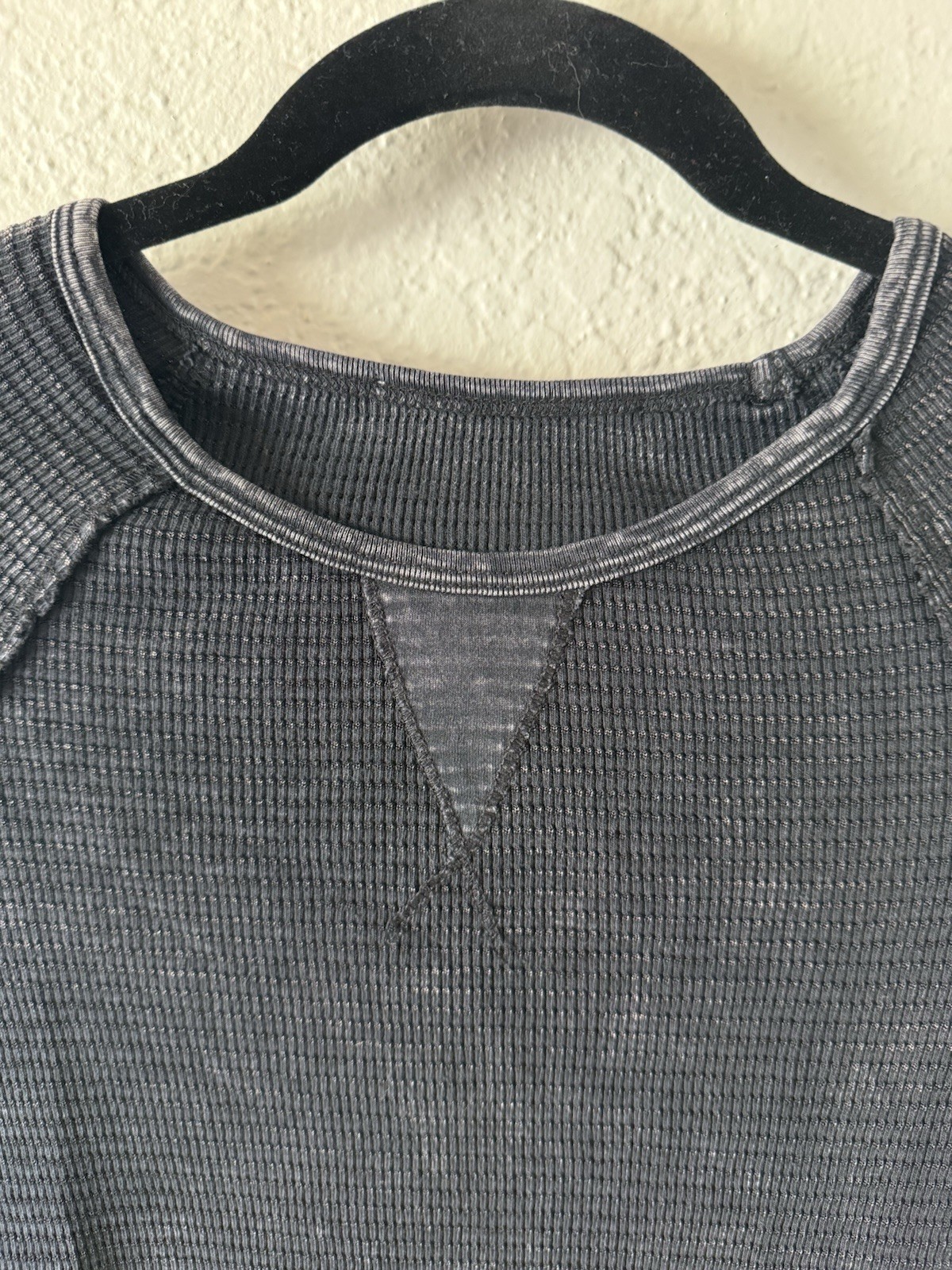 NWOT Able Waffle Knit Long Sleeve Thermal Top Black Size M Embellished Cuffs