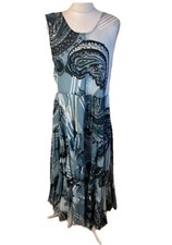 Omai Women’s Dress UK 12/14 Blue Grey Cotton Lagenlook Maxi