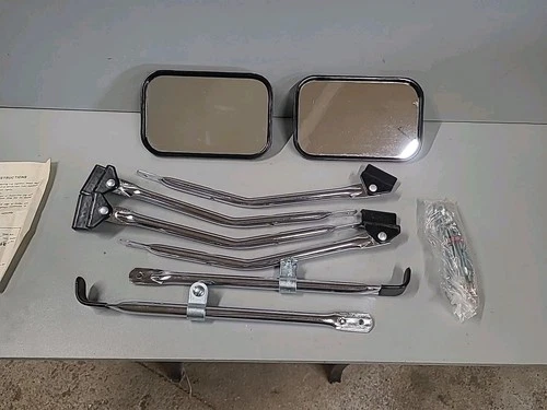 NOS KD Lamp Co. 8.5” X 5.5” Mirror & Bracketry # 138-3308 Door Mount Trailer Tow