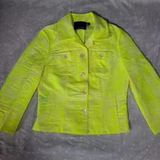Carlisle Women’s Spring Neon Yellow Geometric Detailed Blazer Jacket Sz.6