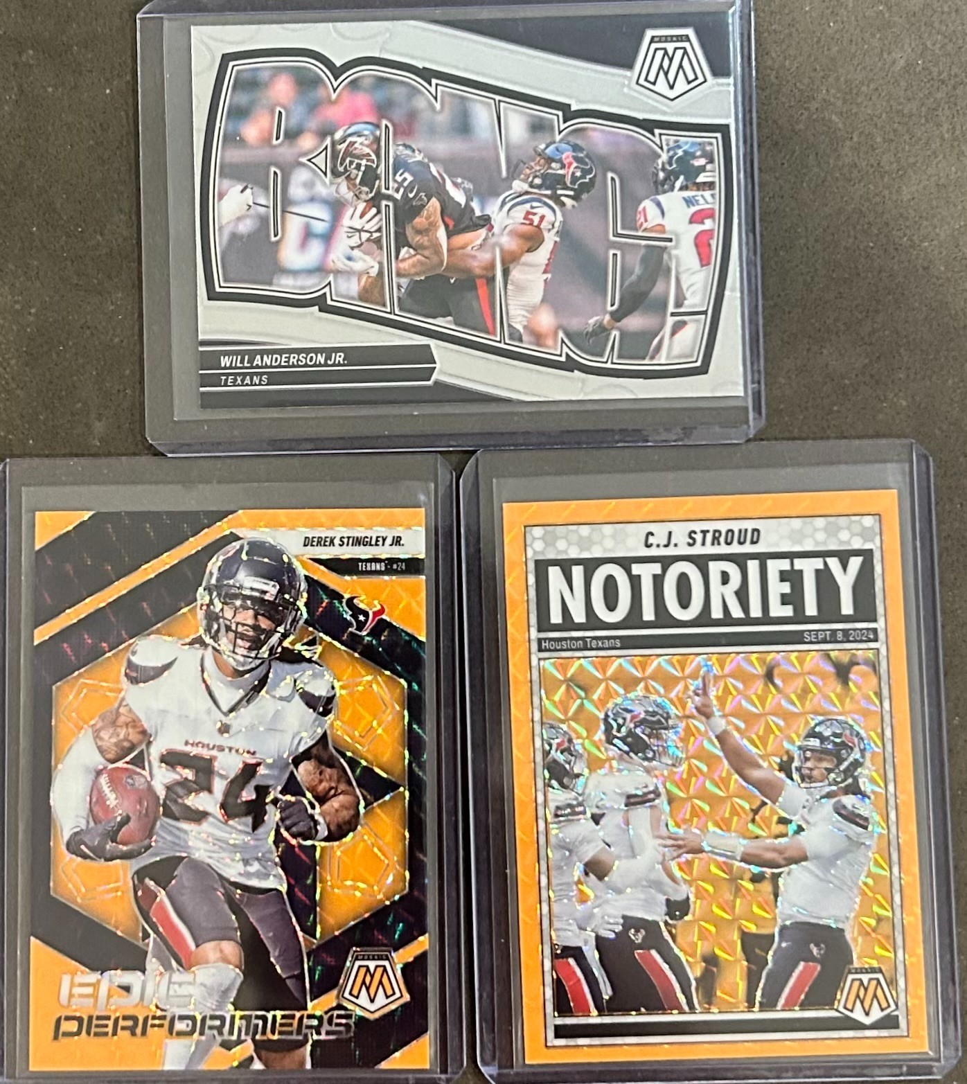 2025 Panini Mosaic Football Houston Texans 3 Card Insert/Parallel Lot