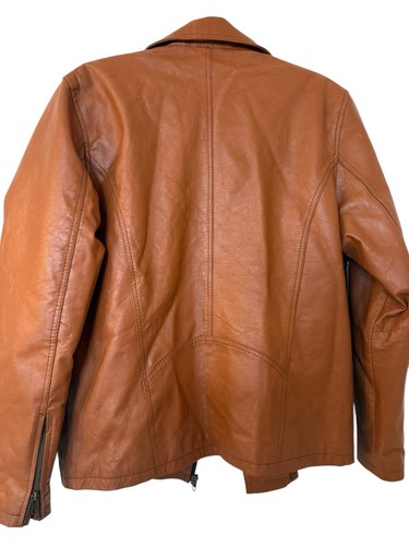 Vintage Retro Ferrari 100 Leather Biker Moto Jacket Size 46 Orange Brown Leather - Picture 6 of 18