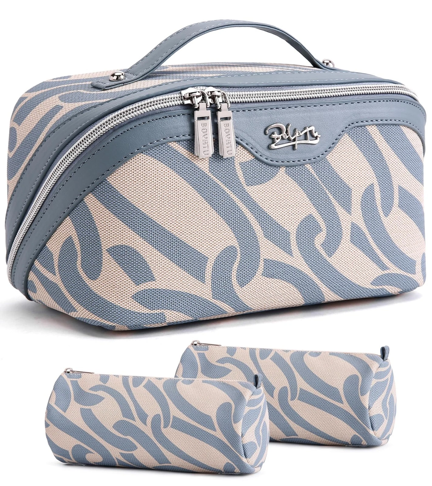 Travel Makeup Bag for Women: Large Capacity 3-Piece Cosmetic & Toiletry Organ...