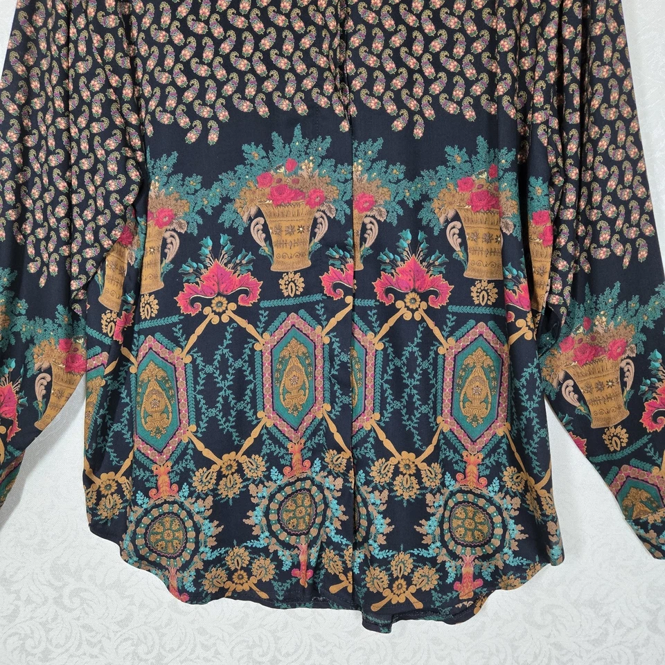 Top túnica tangentes de colección talla 8* negro multi cachemira floral ajuste grande Foto 3 de 4