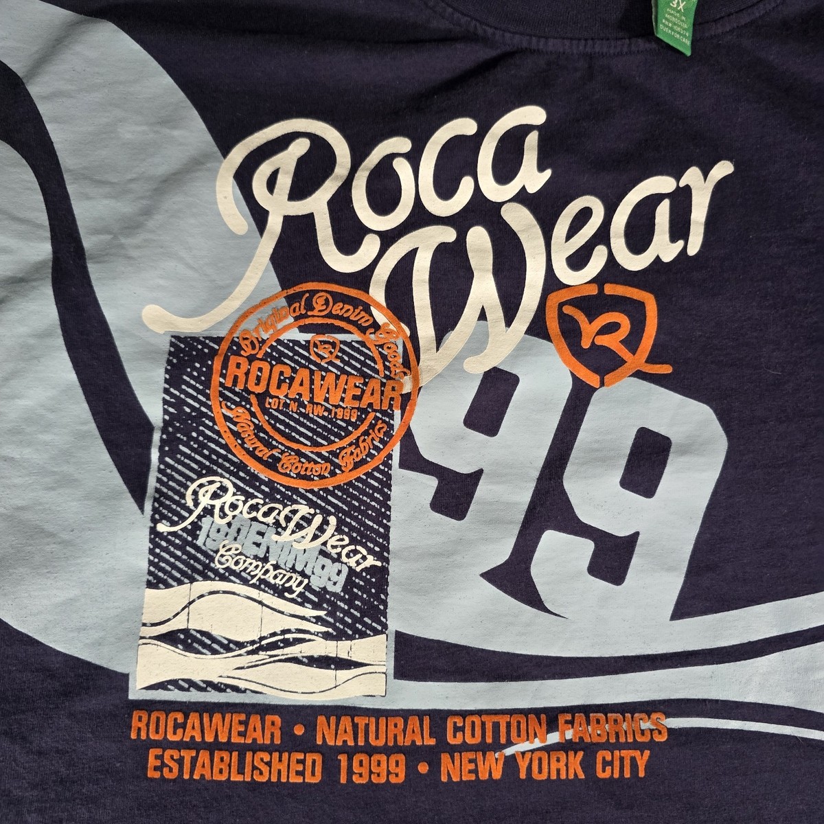 Vintage RocaWear 99 T-Shirt Navy Blue RARE original label Size 3X