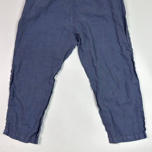 Pure Jill Blue Linen Cropped Drawstring Stretch Waist Pants Size Large - Picture 5 of 10