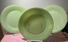 2 Vintage MCM Fire King Jadeite Jane Ray Dinner Plates 9" Ribbed 1945-63
