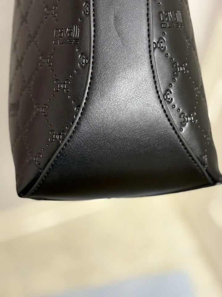 ROBERTO CAVALLI Bucket Bag Black Gold Hardware Shoulder Bag Dust Bag - Image 3 of 4