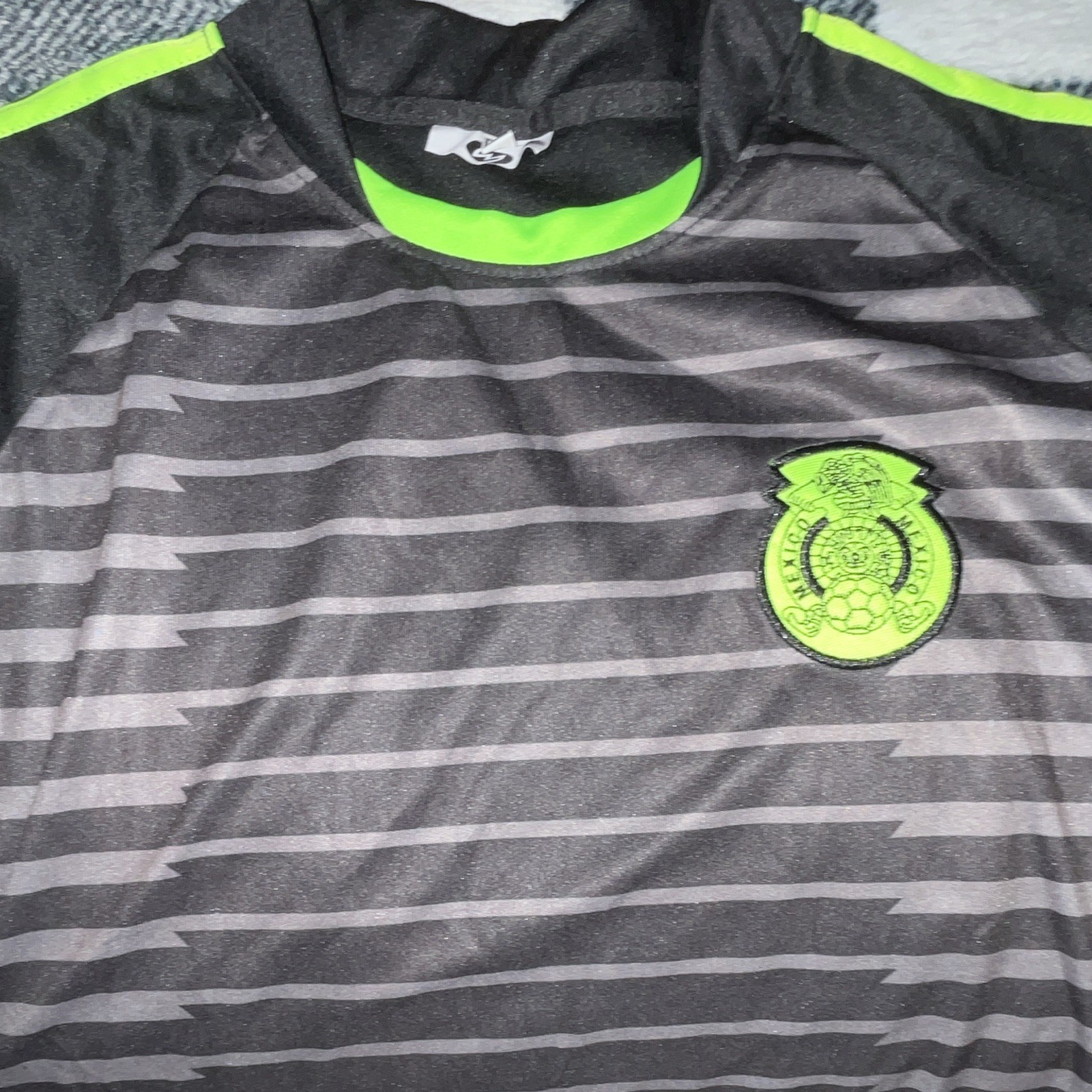Mexico National Team Soccer Jersey Shirt Black Green w/ Green Trim Size 12