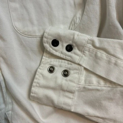 Camisa corta Harley Davidson para mujer blanca con corbata delantera manga larga abotonada L Foto 3 de 4