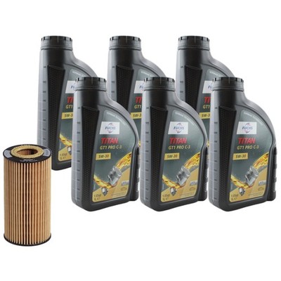 6L Fuchs TITAN GT1 PRO C3 5W30 Hengst Engine Oil Change Kit for Volvo C70 T5 2.5