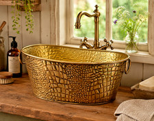 Handmade Brass Effect Steel Sink Campervan Motorhome Tiny Home Shepherd Hut