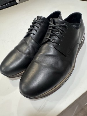 A Testoni Shoes Mens 12 Black  Leather Lace Up Sneaker Made Italy