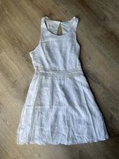 Kimchi Blue White Sleeveless Lace Waist Fit & Flare Mini Dress Size 8 Boho Y2K