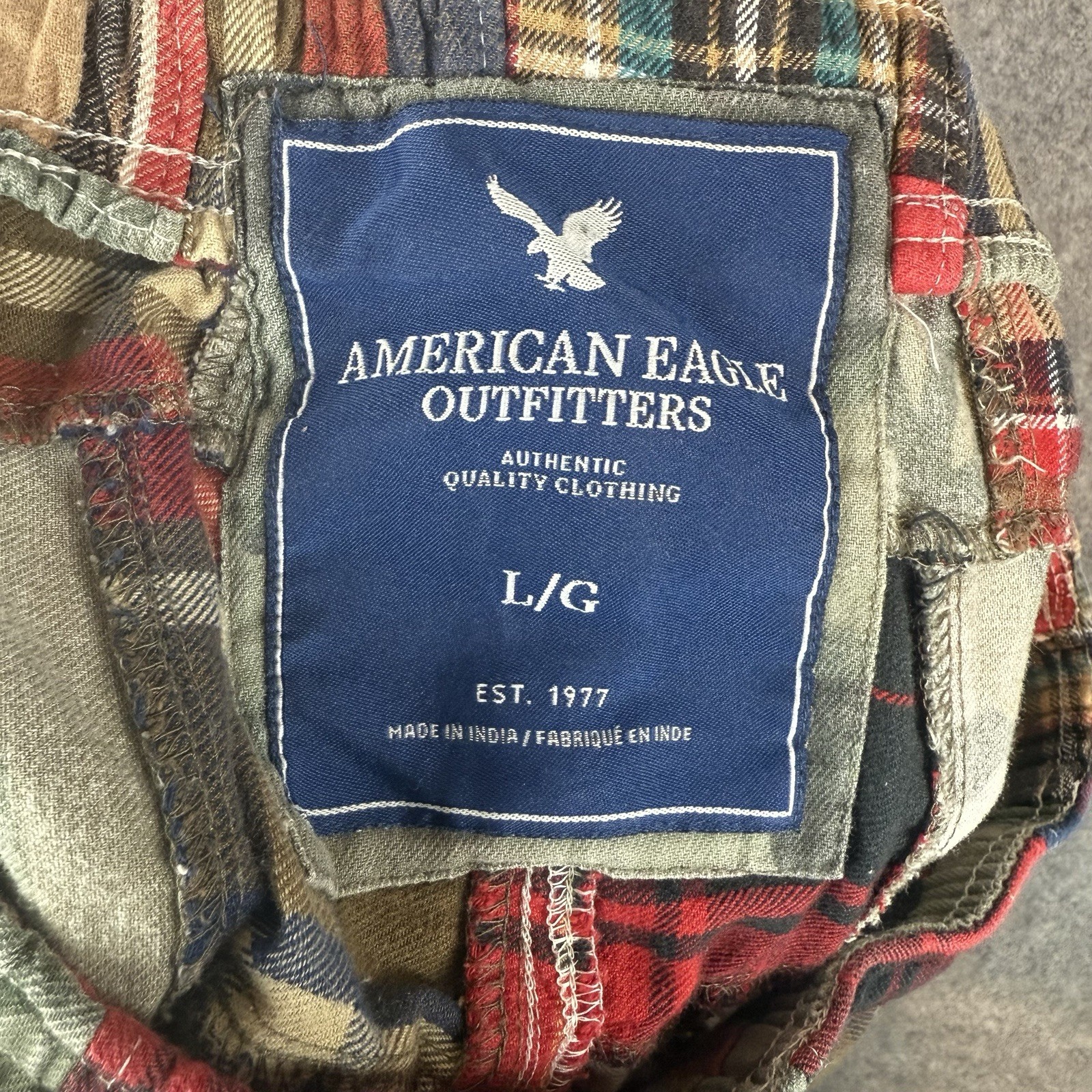 American Eagle Patchwork Pants Mens Large Madras … - image 5