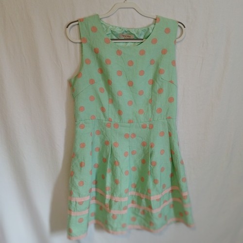 Sweet Miss Large Mint Green & Pink Polka Dot Fit and Flare Dress sz Large - Picture 1 of 13