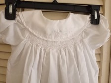 Vintage Infant girl Smocked Tulips Embroidered Bubble Romper Size 6 Mths