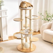 Modern Solid Wood Cat Tree Cat Tower 54  Scra...
