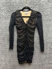 Bailey 44 Lace Long Sleeve Mini Bodycon Dress Beige Black Womens Size XS