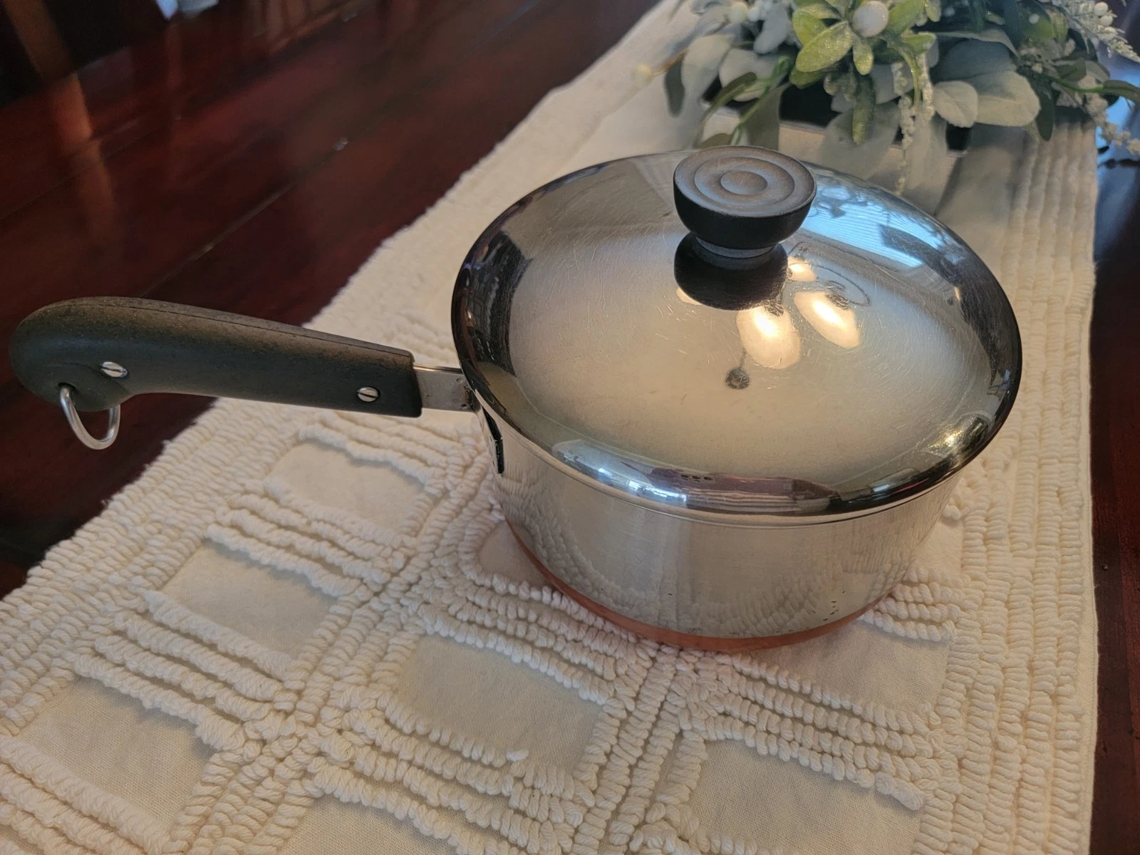 Revere Ware 1801 2 Qt Quart Copper Bottom Pre 1968 VTG Sauce Pan w/ Lid Vintage
