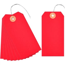 Red Blank Shipping Tags with Wire, 120 PCS Manila Hang Tags with String, 4 3/...