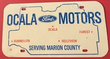 Vintae Ocala Motors Ford Dealership Booster License Plate Florida FIBERGLASS