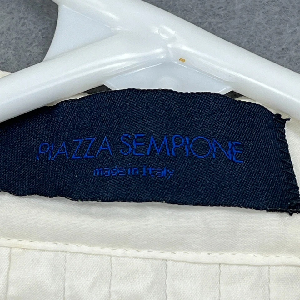 Piazza Sempione Dress Women's 42 White Pleated Tie Roll-Tab Button Prairie Italy - Image 2 of 4