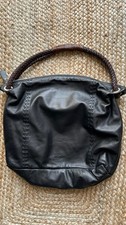 Borsa a mano donna DESMO nera fine lusso vera pelle tote tracolla plissettata