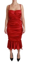 Dolce & Gabbana Red Silk Stretch Mermaid Bodycon Women's Dress