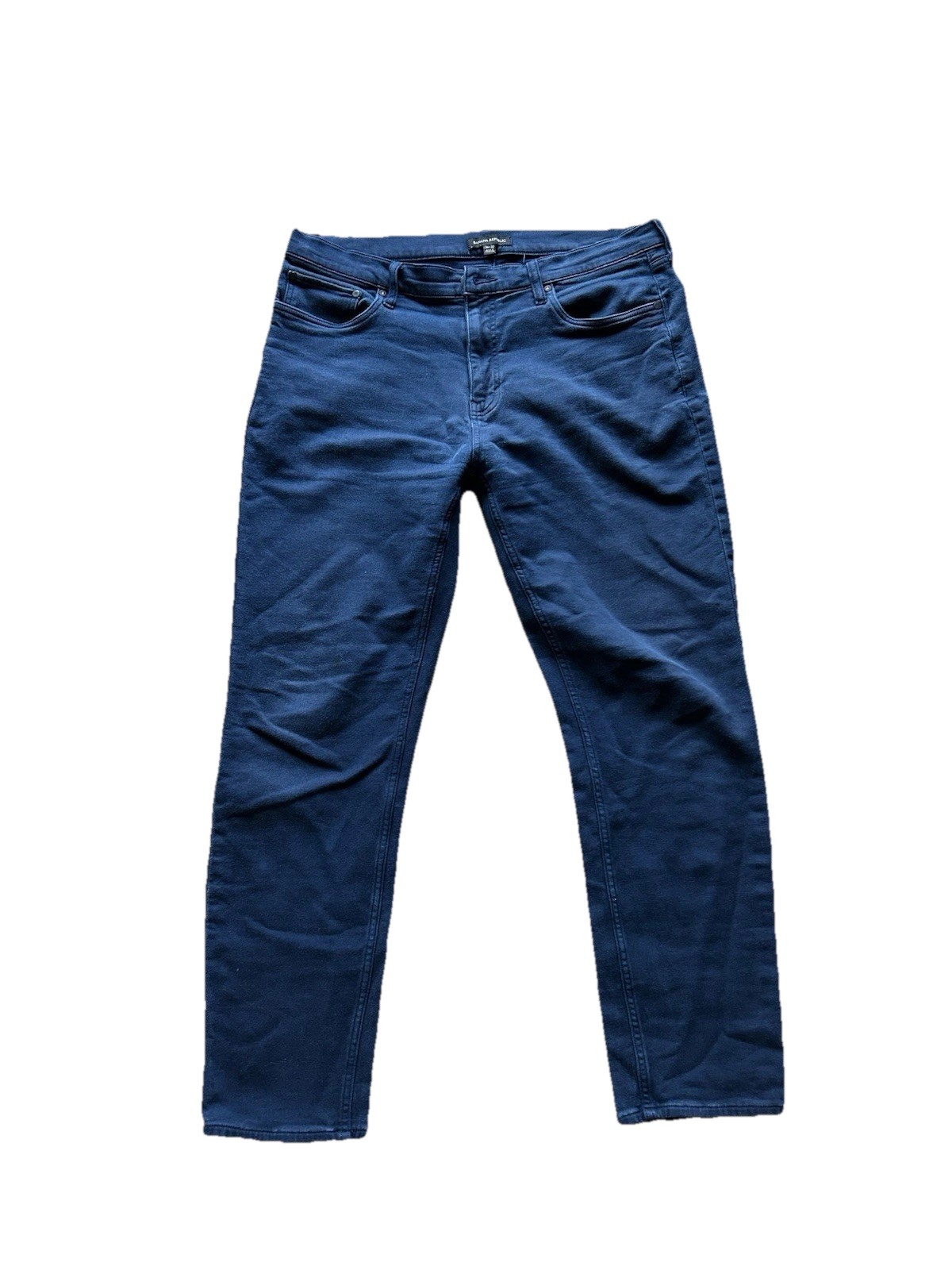 Pantalones Chinos Banana Republic Azul Pierna Recta Retro Y2K Elastizados Frente Plano