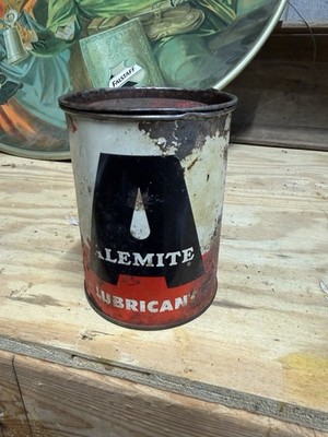 Alemite Lubricants. Oil Grease Can With Lid PartialVintage lubricant Advertising