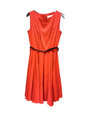 Vintage Grace Karin Red Swing Dress UK Medium with Velvet Belt Very Good