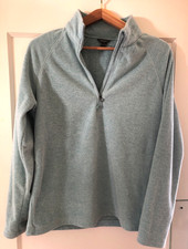 Eddie Bauer Womens Large 1/4 Zip Pullover Blue Long Sleeve Fleece Lightweight