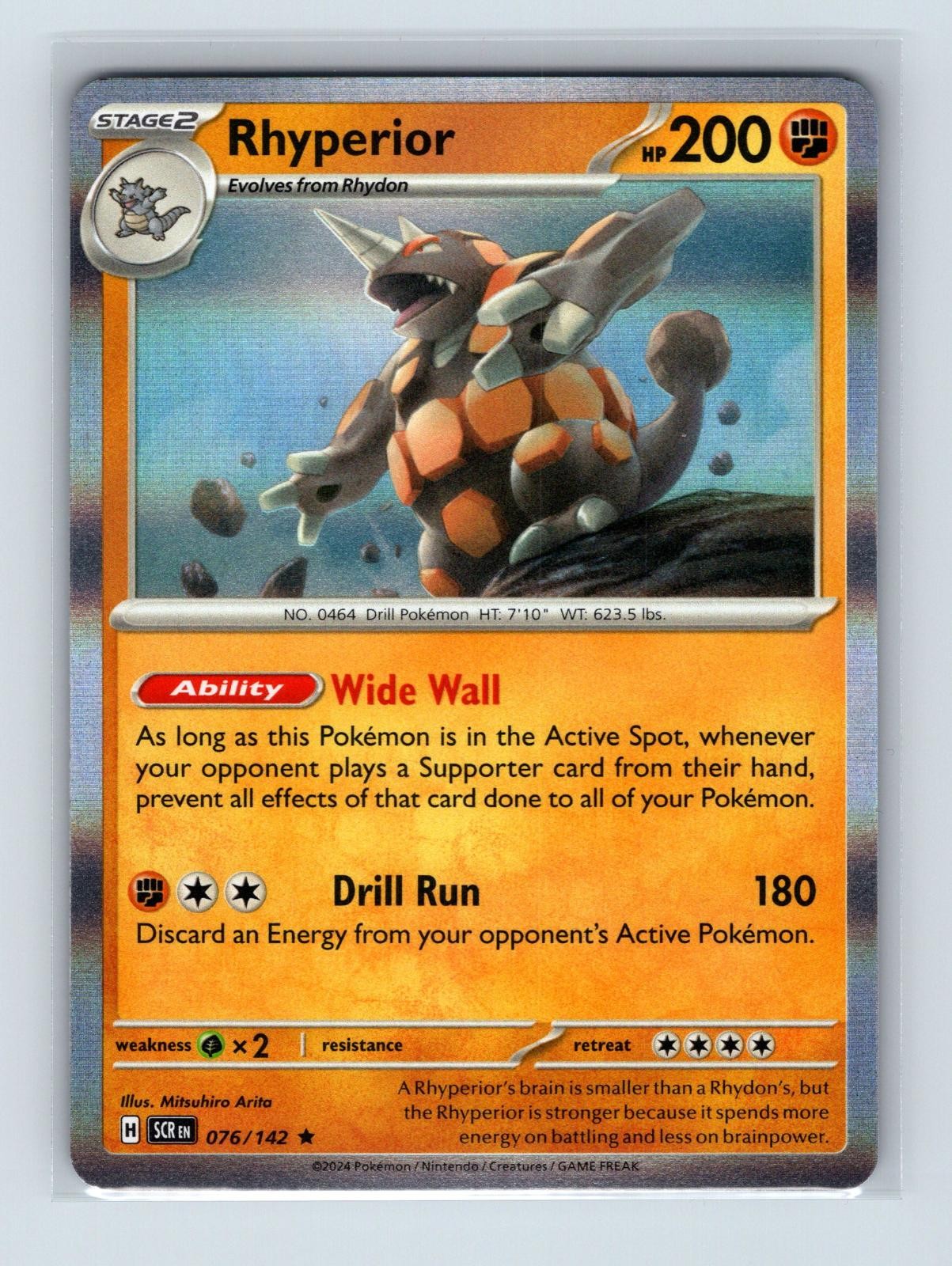 Rhyperior 76/142 Rare Stellar Crown Pokemon Holo Lightly Played