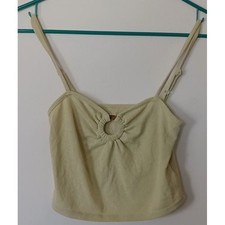 American Eagle Kid Jrs Sz M Pale Lime Top Ring Detail Cropped Camisole Y2K Boho