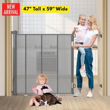 47" Tall x 59" Wide Retractable Baby Gate, Mesh Dog Gate for Doorways, Stairs