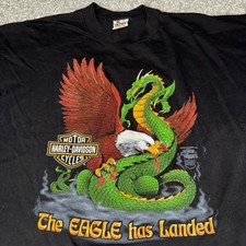 XL Vintage 80s Harley Davidson The Eagle Has Landed T shirt Made USA Single