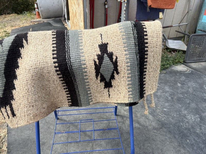 Western Show Saddle Blanket Navajo Style Geometric Black Gray Tan Beige