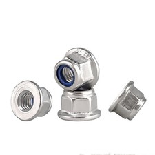 M3-M12 304 Stainless Steel Hex Flange Nylon Insert Lock Nuts 10/25Pcs