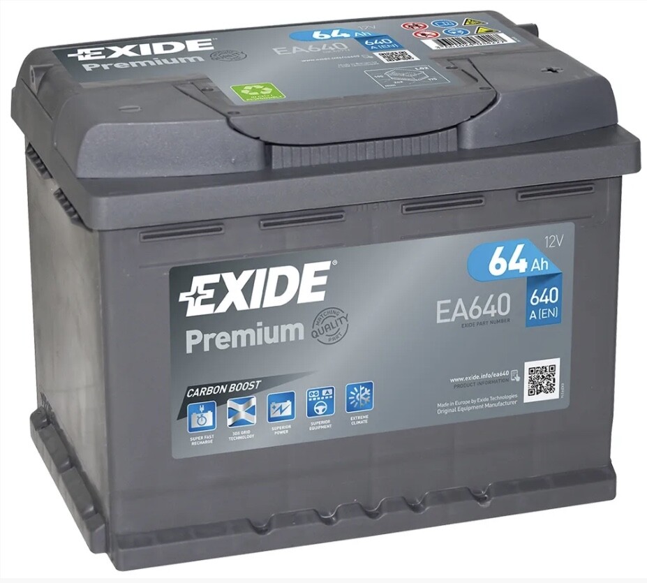 Exide Premium EA640 TYPE 027 Heavy Duty Car Van Battery 12V 64Ah 