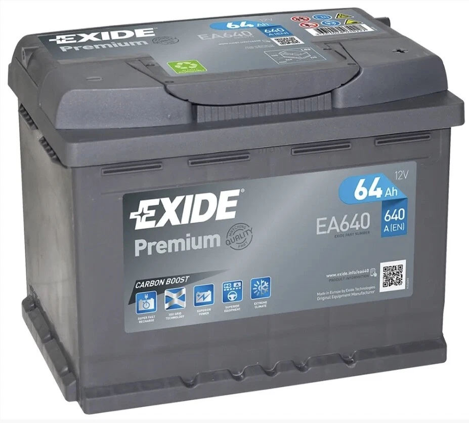 Exide Premium EA640 TYPE 027 Heavy Duty Car Van Battery 12V 64Ah 