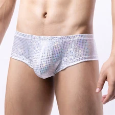Men's Sexy Sequined U Bag Comfortable Boxer Briefs Shorts Trendy Underwear