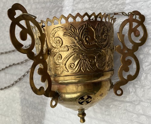 Alte russische Lampade, Ewiges Licht, Bronze, 19Jh, D 10,0 cm, 16,0x14,0x14,0cm - Bild 4 von 12