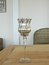 Glasteelichthalter mit Stiel Kerzenhalter Kelch Teelichthalter Clayre&Eef Silber