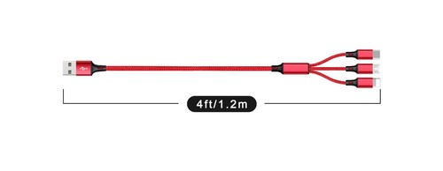 3 in 1 USB Braided Charging Cable Universal Multi Function Cell Phone Charger - Picture 9 of 10