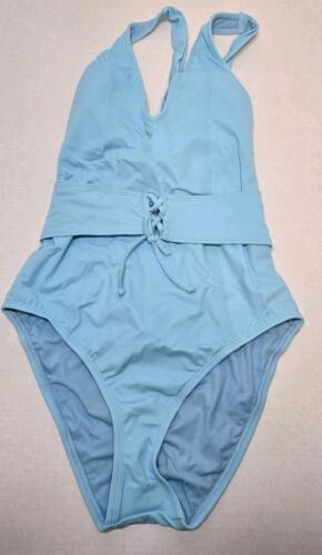 Large Women's Standard Lace-up One Piece Swimsuit, Plunge V-Neck, Bathing Suits