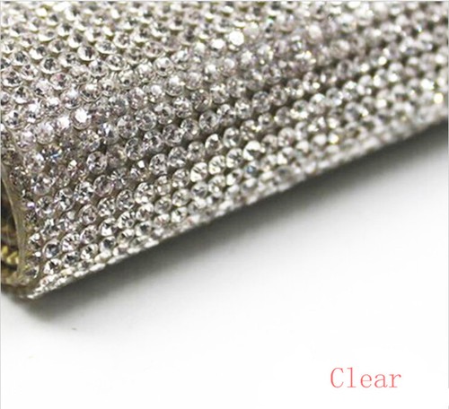 24*40cm Hotfix Glass Rhinestones Mesh Trim Crystal Fabric Sheet Strass Appliques - Picture 15 of 27